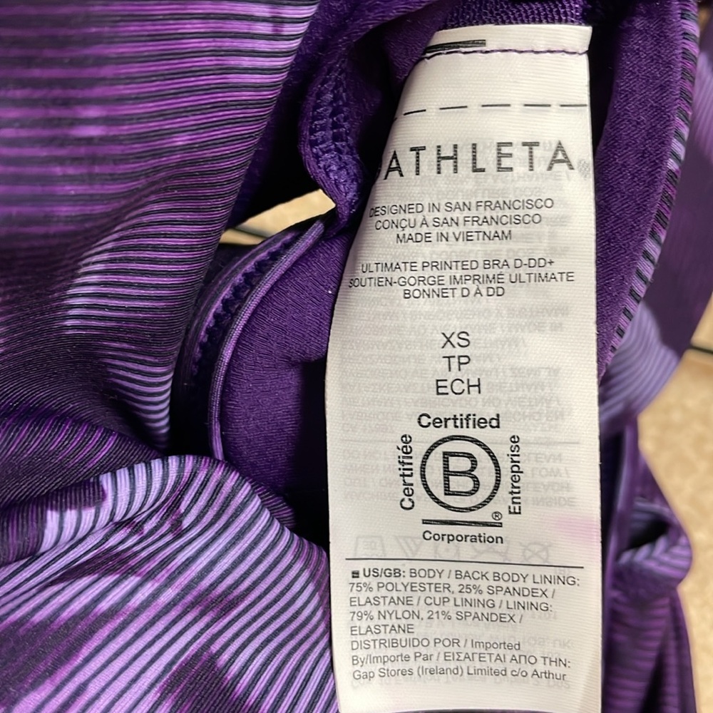 Athleta NWT Purple sports bra, Sz XS - Picture 4 of 6